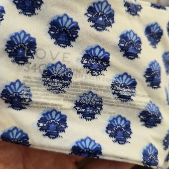 GAP love by Gap live-in pretty demi blue floral Patterned bra sz 34C - Picture 7 of 7